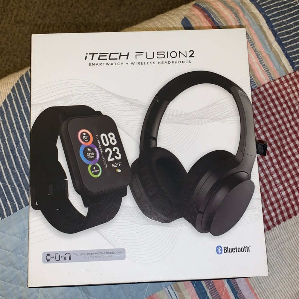 itech fusion2 smartwatch and wireless headphones